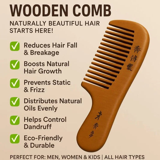Premium Natural Wooden Comb – Anti-Frizz & Scalp Friendly