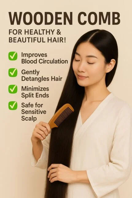 Premium Natural Wooden Comb – Anti-Frizz & Scalp Friendly